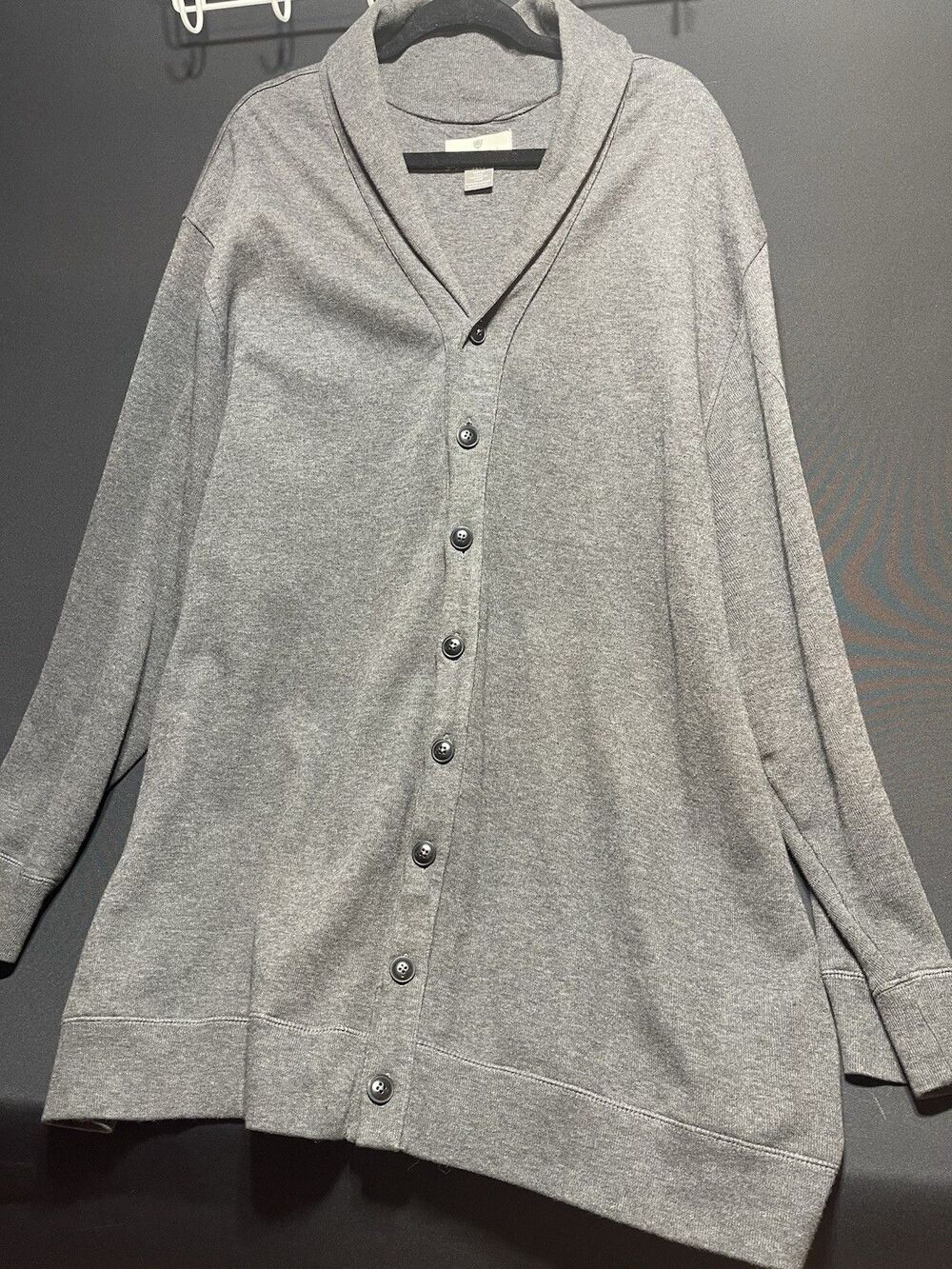 Oak Hill Men’s Cotton Grey Grandpa Button Up Cardigan Size 3XL Tall #0254